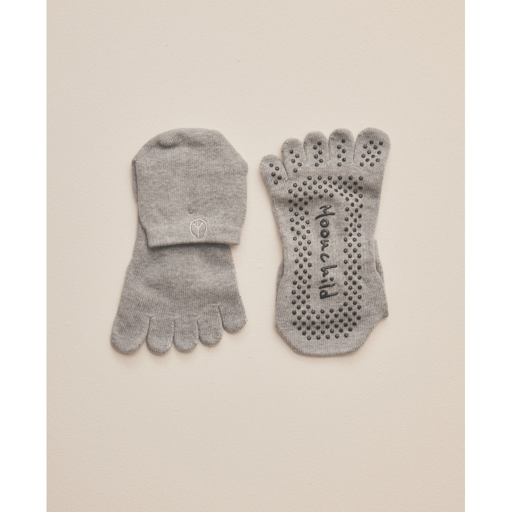 Maximise Comfort and Stability in Yoga Pilates and Reformer Workouts with Moonchild Grip Socks High Rise Heather Grey