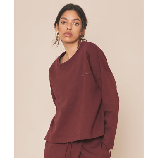 Moonchild Yoga Wear Moonchild Box Sweatshirt Loungewear Burgundy